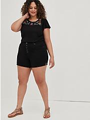 Plus Size Embroidered Swing Top - Polyester Black, DEEP BLACK, alternate