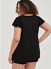 Plus Size Embroidered Swing Top - Polyester Black, DEEP BLACK, alternate