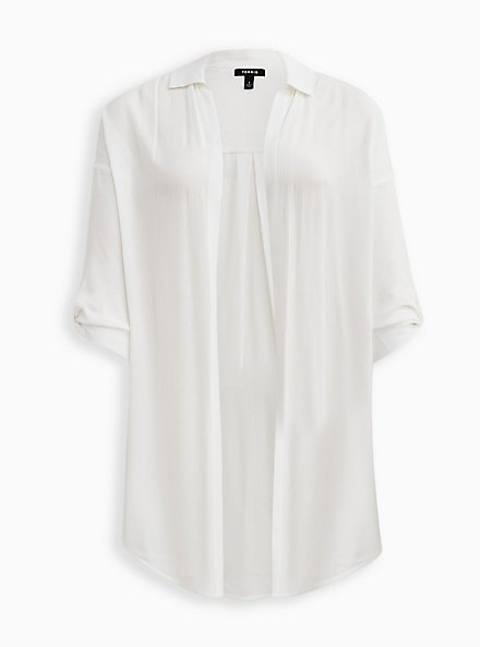 Shirt Kimono - Crinkle Gauze White, WHITE, hi-res