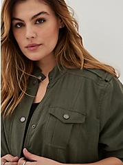 Plus Size Military Bomber - Lightweight Woven Olive , OLIVE, alternate