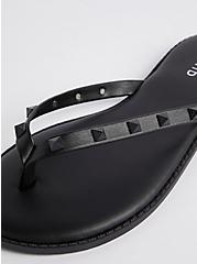 Studded Flip Flop - Faux Leather Black (WW), BLACK, alternate