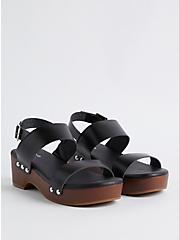 Block Heel Shoe - Faux Leather Black (WW), BLACK, hi-res