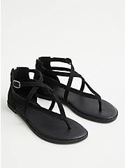 Plus Size T-Strap Gladiator Sandal (WW), BLACK, alternate