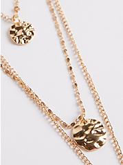 Hammered Disc Layer Necklace - Gold Tone , , alternate
