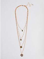 Plus Size Hammered Disc Layer Necklace - Gold Tone , , hi-res