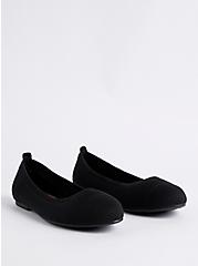 Plus Size Ballet Flat - Stretch Knit Black (WW), BLACK, hi-res
