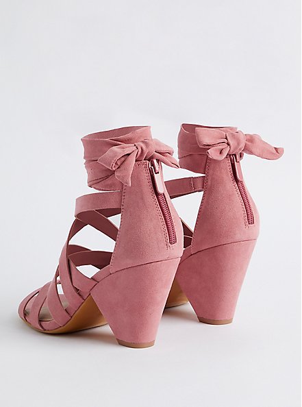 Strappy Cone Heel - Faux Suede Rose (WW), ROSE, alternate