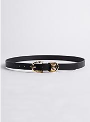 Plus Size Multi Ring Jean Belt - Black, BLACK, alternate