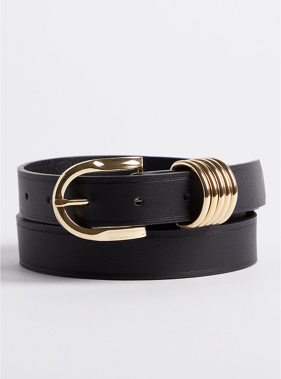 Plus Size Multi Ring Jean Belt - Black, BLACK, hi-res