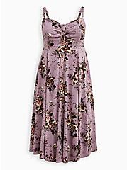 Button Front Midi Dress - Floral Purple, FLORAL - PURPLE, hi-res