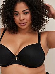 Plus Size Simply Spacer T-Shirt Lightly Lined Lace 360° Back Smoothing™ Bra, RICH BLACK, alternate
