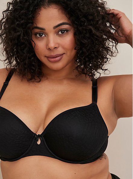 Plus Size Simply Spacer T-Shirt Bra - Leopard Black with 360° Back Smoothing™ , RICH BLACK, alternate