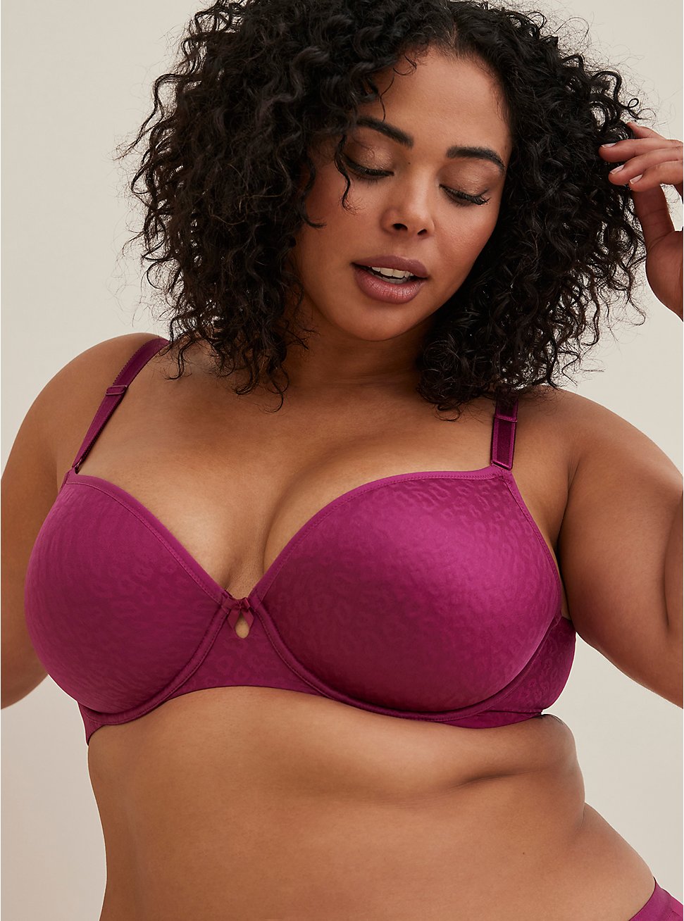 Plus Size Simply Spacer T-Shirt Bra - Leopard Fuchsia with 360° Back Smoothing™ , BOYSENBERRY, hi-res