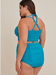 Plus Size Crochet High Waist Swim Bottom - Teal, ENAMEL BLUE, alternate