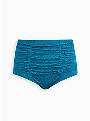 Plus Size Crochet High Waist Swim Bottom - Teal, ENAMEL BLUE, hi-res