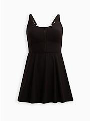 Corset Shape Mid Length Swim Dress - Black, DEEP BLACK, hi-res