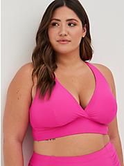 Plus Size Triangle Swim Top - Bright Pink, PINK GLO, hi-res