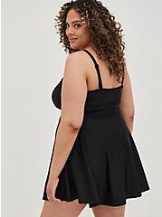 Strappy Plunge Long Length Swim Dress - Black, DEEP BLACK, alternate