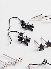 Star Hoop & Stud Set Earrings - Hematite Tone, , alternate
