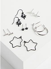 Star Hoop & Stud Set Earrings - Hematite Tone, , hi-res