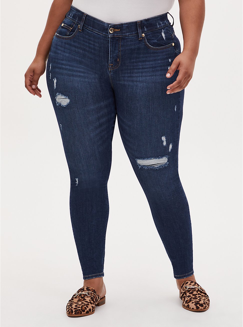 Plus Size - Bombshell Skinny Premium Stretch High-Rise Destructed Jean