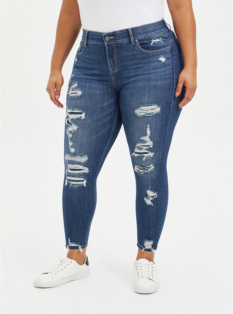 Plus Size - Bombshell Skinny Premium Stretch High-Rise Destructed Jean
