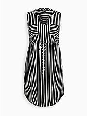 Sleeveless Chain Shirt Dress - Stretch Challis Stripe Black & White , STRIPE-BLACK WHITE, hi-res