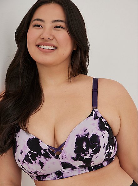 Plus Size Push-Up Wire-Free Bra - Tie Dye Purple with 360° Back Smoothing™, BLEACHED TIE DYE PURPLE, hi-res