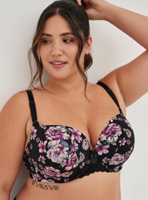 TORRID Plunge Push-Up Floral Lace Strappy Straight Back Bra