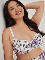 Full Coverage Balconette - Microfiber Lilac Floral White with 360° Back Smoothing™, WATERCOLOR EXPLOSION FLORAL:BRIGHT WHITE, hi-res
