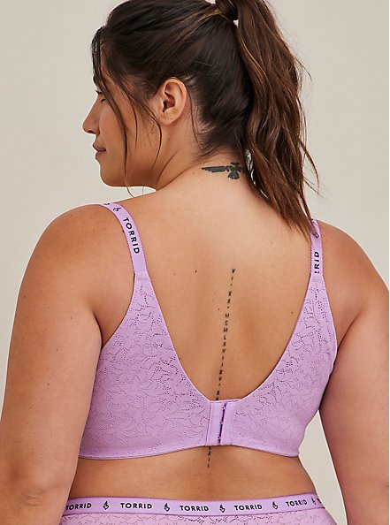 Plus Size Lightly Lined Full Coverage Balconette Bra - Lace Purple with 360° Back Smoothing™, LILAC, alternate