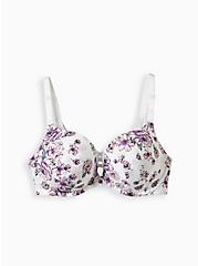 Push-Up Plunge XO Bra - Lilac Floral Purple with 360° Back Smoothing™, WATERCOLOR EXPLOSION FLORAL:BRIGHT WHITE, hi-res