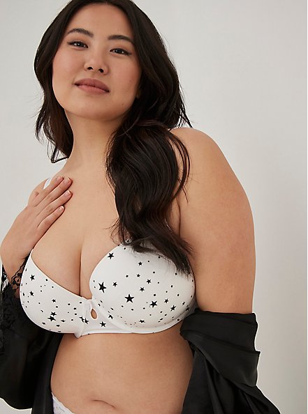 Plus Size Lightly Lined T-Shirt Bra - Stars White with 360° Back Smoothing™, STAR CLUSTERS, alternate
