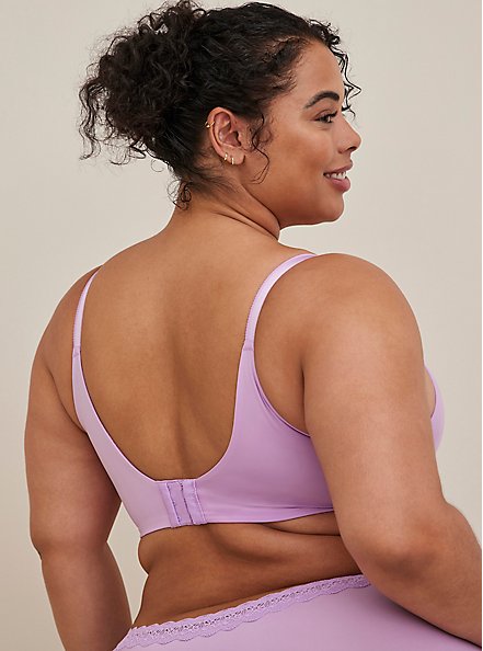 Plus Size Push-Up Wire-Free Bra - Microfiber & Crochet Purple with 360° Back Smoothing™, LILAC, alternate