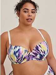 Plus Size Lightly Lined T-Shirt Bra - Microfiber Ikat with 360° Back Smoothing™, WATERFALL IKAT: WHITE, hi-res