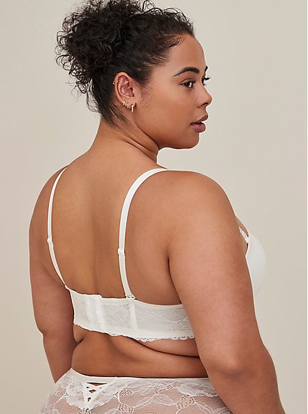 Plus Size Lightly Lined Multiway Strapless Bra - Microfiber & Lace White, CLOUD DANCER, alternate