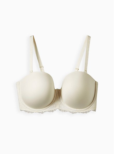 Plus Size Lightly Lined Multiway Strapless Bra - Microfiber & Lace White, CLOUD DANCER, hi-res