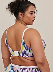 Plus Size Lightly Lined Everyday Wire-Free Bra - Microfiber & Crochet Ikat with 360° Back Smoothing™, WATERFALL IKAT: WHITE, alternate