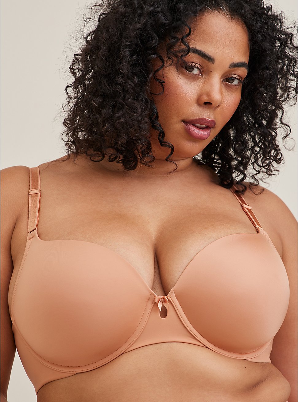 Plus Size True Tone Lightly Lined T-Shirt 360 Back Smoothing Bra - Microfiber Cork, CORK: TAUPE, hi-res