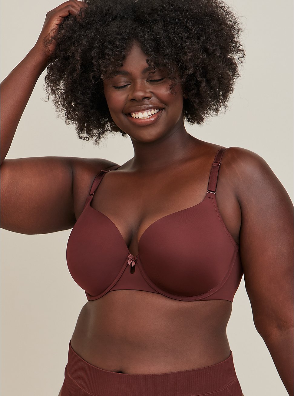 Plus Size True Tone Lightly Lined T-Shirt 360 Back Smoothing Bra - Microfiber Cocoa, COCOA BROWN, hi-res