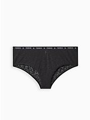 4-Way Stretch Lace Mid-Rise Cheeky Logo Panty, RICH BLACK, hi-res
