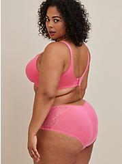 Plus Size Microfiber And Lace Mid-Rise Hipster Panty, FANDANGO PINK PINK, alternate
