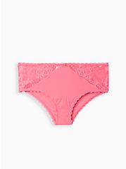 Plus Size Lace Trim Hipster Panty - Microfiber Pink, FANDANGO PINK: PINK, hi-res