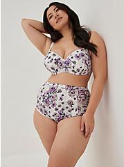 Plus Size High Waist Brief Panty - Microfiber Lilac Floral White, WATERCOLOR EXPLOSION FLORAL:BRIGHT WHITE, alternate