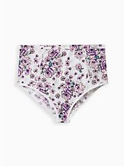 High Waist Brief Panty - Microfiber Lilac Floral White, WATERCOLOR EXPLOSION FLORAL:BRIGHT WHITE, hi-res