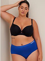 Plus Size Active Microfiber Mid-Rise Cheeky Logo Panty, SURF THE WEB BLUE, alternate