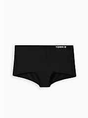 Plus Size Torrid Logo Active Boyshort Panty - Microfiber Black, RICH BLACK, hi-res