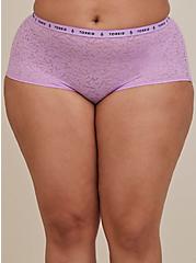 Plus Size Logo Boyshort Panty - 4-Way Stretch Lace Lilac , LILAC, alternate