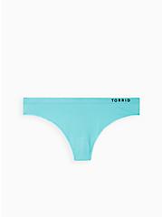 Plus Size Active Thong Panty - Microfiber Logo Blue, BLUE RADIANCE, hi-res