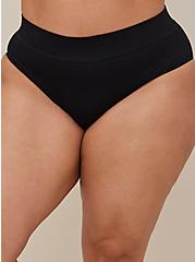 Seamless Ribbed Mid-Rise Hipster Panty, RICH BLACK, alternate